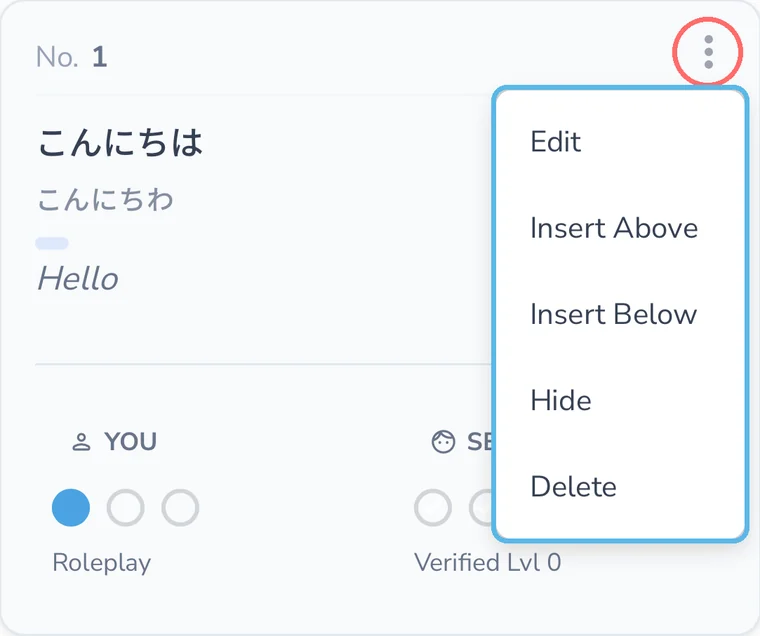 Row menu
