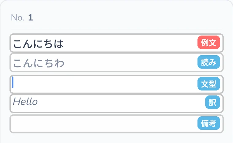 例文の入力